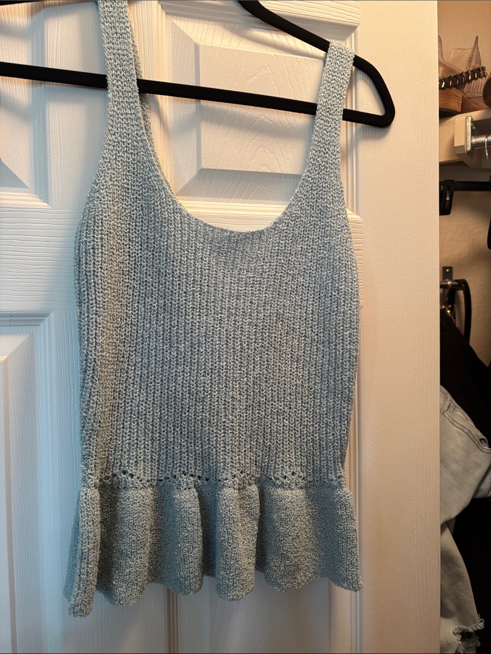 NWOT Blue Pepper Light Blue/Green Knit Peplum Tank Top